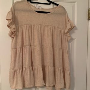 Beige short sleeve blouse
